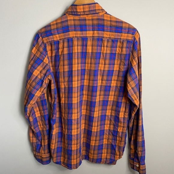 Bluenotes Men's Orange/Blue Plaid Long Sleeve Button Up Shirt Size Medium - Picture 5 of 12
